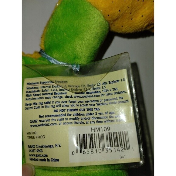 Ganz WebKinz Tree Frog Looks Like Code Is Still sealed Neon Green with Glitter - Picture 9 of 12